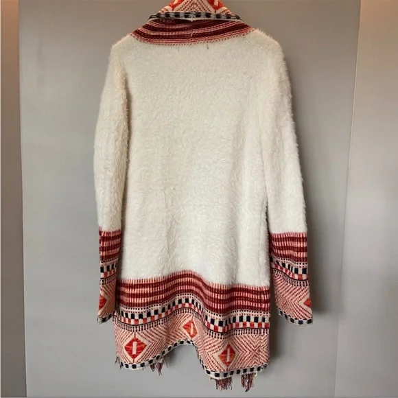 MAXSPORT Tribal Aztec Long Cardigan
Boho Fringe. Size Large. - Picture 2 of 8